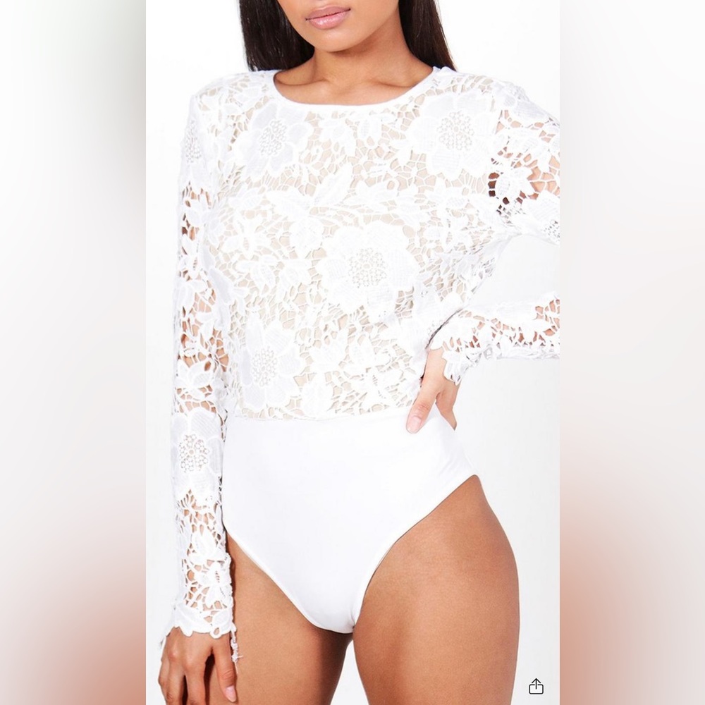 White Lace Back Bodysuit
